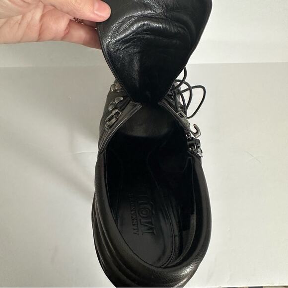 Alexander McQueen Studded Biker Ankle Booties Black  IT 38 Lace Up Stiletto - Picture 12 of 14